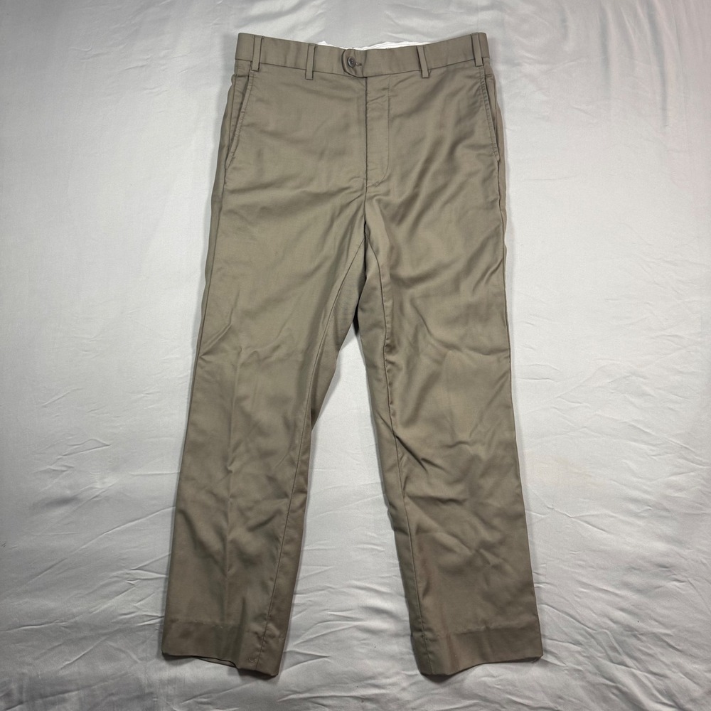 Zanella Men 33 Taupe Brown 100% Virgin Wool Flat Front Dress Pants 31x25.5 Italy